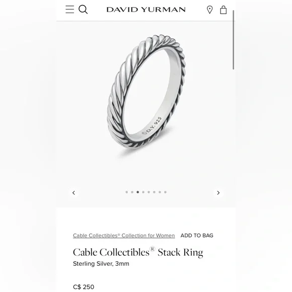 DAVID YURMAN Cable Collectibles® Stack Ring Sterling Silver - Picture 14 of 14